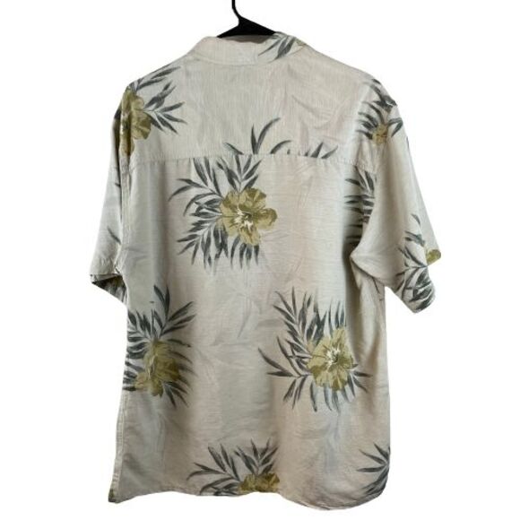 Island Republic Shirt Mens Large Green Floral Hawaiian Short Sleeve Silk - Picture 3 of 5